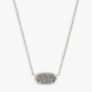 Great Condition-Kendra Scott Elisa Silver Pendant Necklace in Platinum Drusy